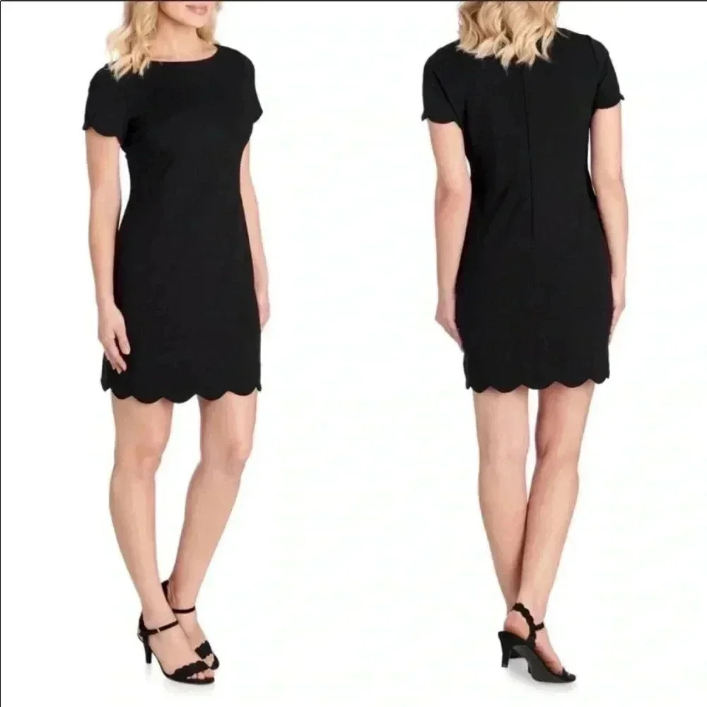 Anne Klein Scalloped Hem Shift Dress Emerald/Aqua​​